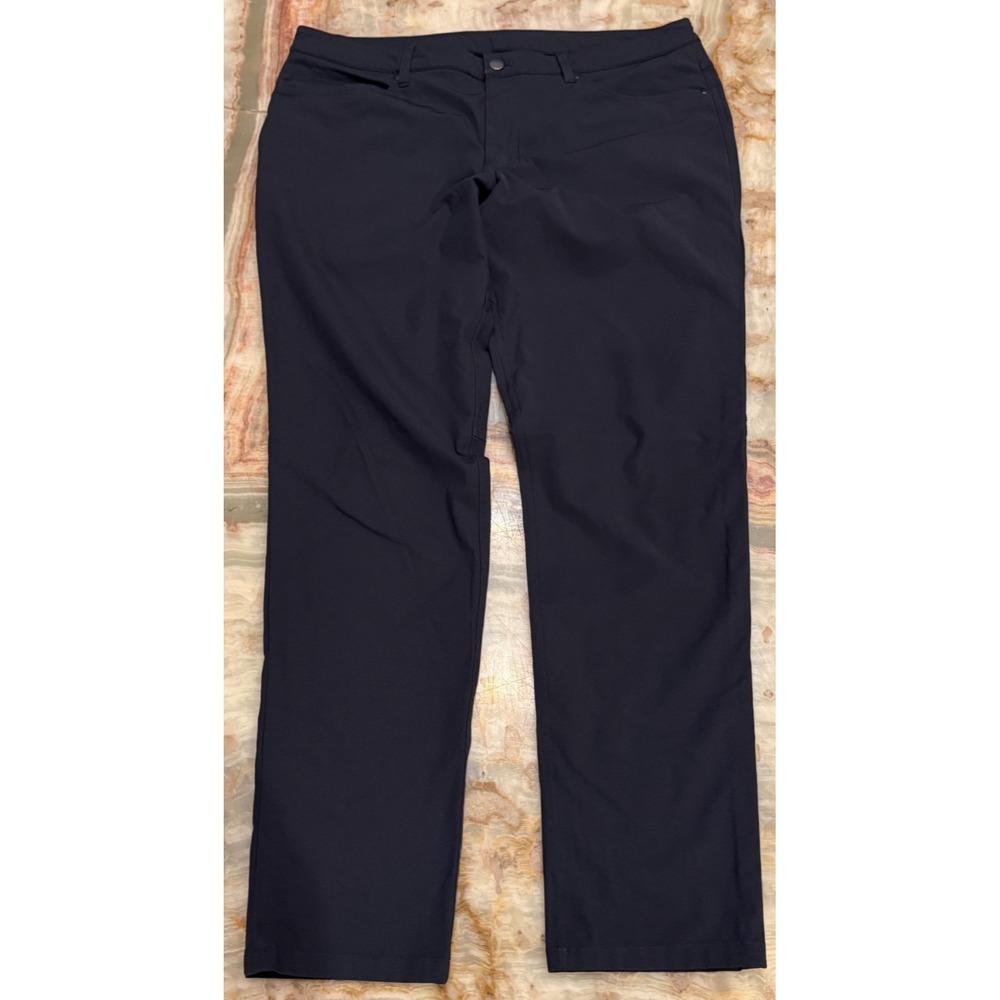 Lululemon Mens ABC Slim Chino Pants Black Flat Front 5-Pocket Stretch Outdoor 36